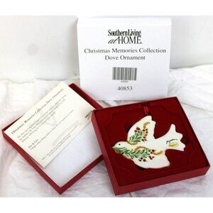 Southern Living Christmas Memories Dove Ornament Ceramic Peace Holly Berries Gai